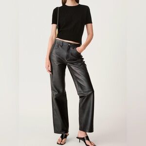 Zara Sleek Black Faux Leather Pants. Size 4 NWT
